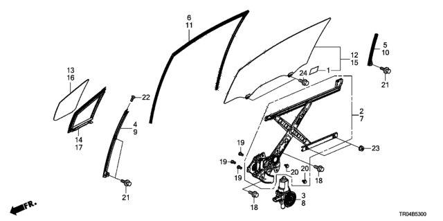 2012 Honda Civic  Glass, R. FR. Door Quarter (Coo)(Green) (Nippon Safety) Diagram for 73330TR0305
