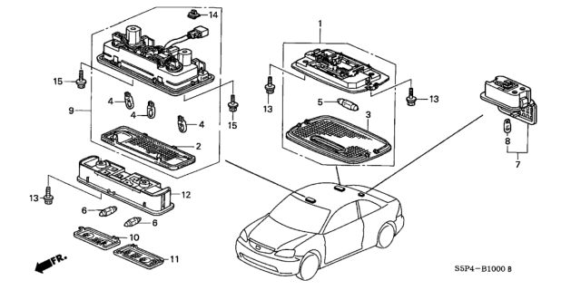 2004 Honda Civic Bulb (12V 5W T10) Diagram for 34253SZ3003