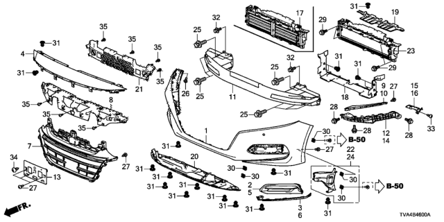 2019 Honda Accord  Base, Front License Plate Diagram for 71145TVAA01