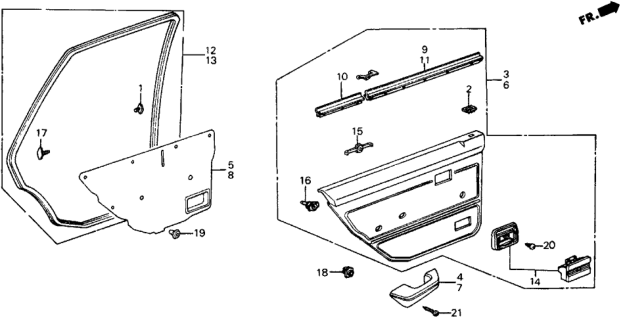 1984 Honda Civic  Lining, L. RR. Door *R41L* (MEEK RED) Diagram for 76831SB6660ZH