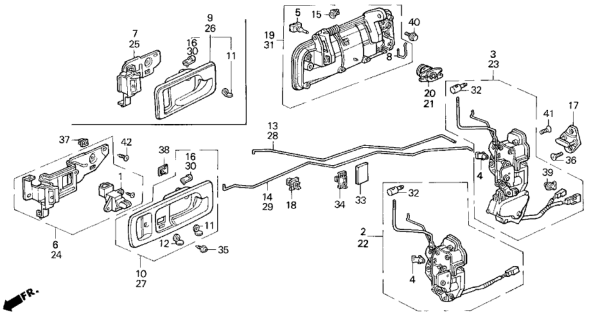 1993 Honda Accord Handle Assy. L Inside *B4 4L* (Nor) (PALMY BLUE) Diagram for 72165SM2A02ZC