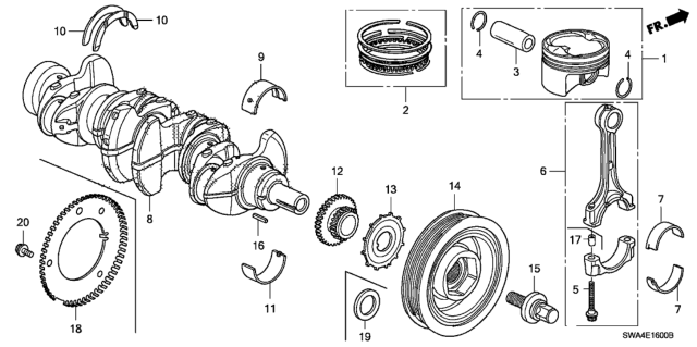 2009 Honda CR-V  Pulley, Crankshaft Diagram for 13810RZAA01