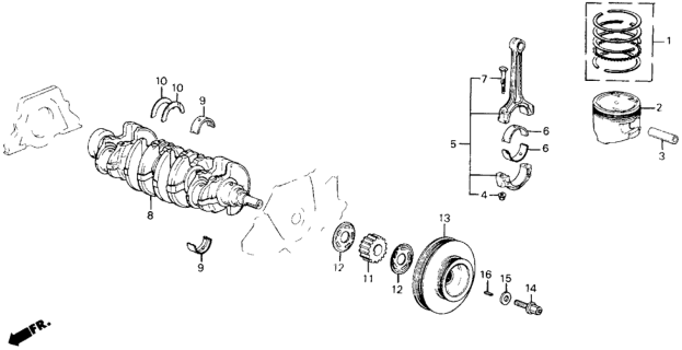 1988 Honda Prelude Bearing A, Main (Blue) (Daido) Diagram for 13321PG6003