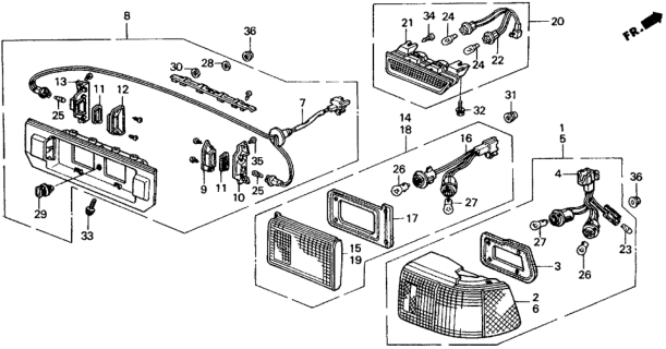 1988 Honda Civic Light Assy., R. Back Stop Diagram for 34150SH5A02