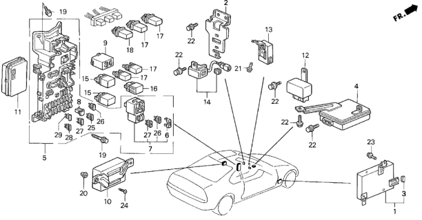 1994 Honda Prelude Control Unit, AT Diagram for 28100P15A22