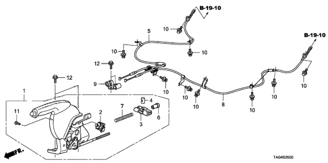 2008 Honda Accord  Wire, Passenger Side Parking Brake Diagram for 47510TA0A01