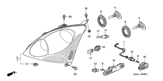2004 Honda Civic  Lamp Unit Diagram for 33601S5TA01