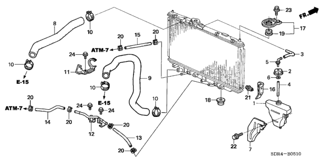 2005 Honda Accord Hybrid  Hose (195MM) (ATf) Diagram for 25212RCJ003