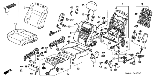 2006 Honda Accord  Knob, R. Reclining *NH167L* (GRAPHITE BLACK) Diagram for 81231SDAL01ZA