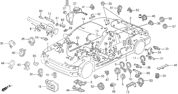 1993 Honda Accord  Clip, Wire Harness (M5) (93.5MM) (Brown) Diagram for 91552SS0003
