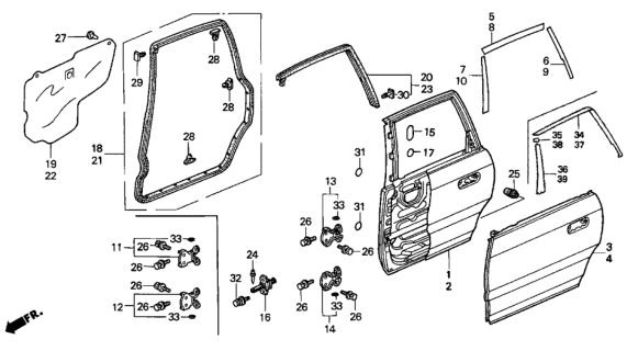 1998 Honda Odyssey  Hinge, Right Rear Door (Upper) Diagram for 67910SW3003ZZ