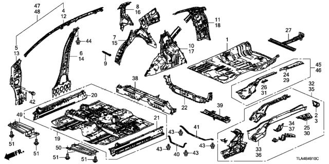 2020 Honda CR-V  CR/MBR, MIDDLE FLOOR Diagram for 65700TLAA01ZZ