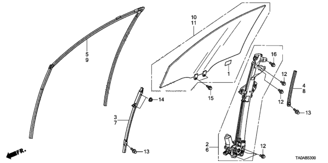 2012 Honda Accord Sash, L. FR. Door Center (Lower) Diagram for 72271TA0A01