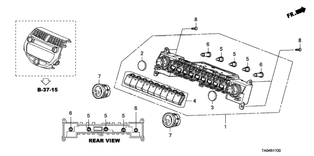 2009 Honda Accord Knob A, A *NH693L* (QP GUN METALLIC) Diagram for 79503TA0C01ZA