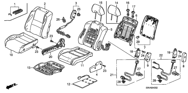 2008 Honda Pilot  Cover, FR. Seat-Back *NH361L* (CF GRAY) Diagram for 81127S9VA01ZB