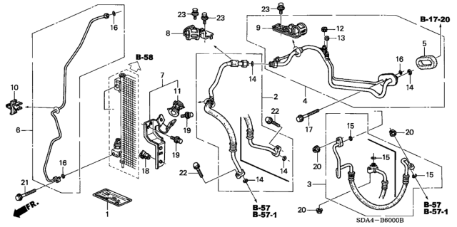 2004 Honda Accord  Clamp B, Air Conditioner Pipe Diagram for 80363SDAA00