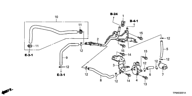 2014 Honda Crosstour  Tube A, Purge Control Solenoidin. Diagram for 36164R40A00