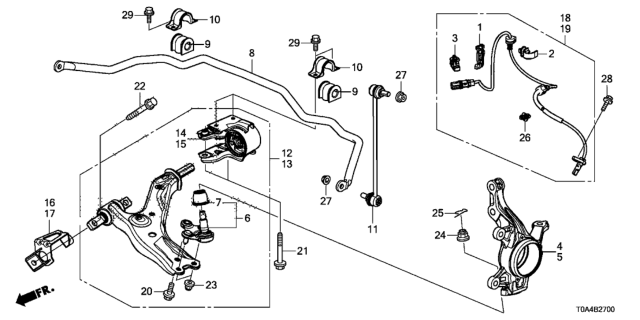 2012 Honda CR-V  Bracket, LWR Bush Sto Diagram for 51398T0AA00