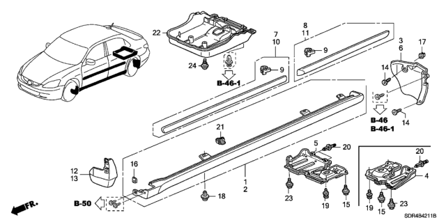 2006 Honda Accord Hybrid  Protector, R. RR. Door *NH658P* (GRAPHITE PEARL) Diagram for 75303SDAA11ZF