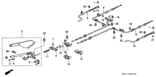 1993 Honda Accord  Lever Assy., Parking Brake *B44L* (PALMY BLUE) Diagram for 47105SM4A00ZA