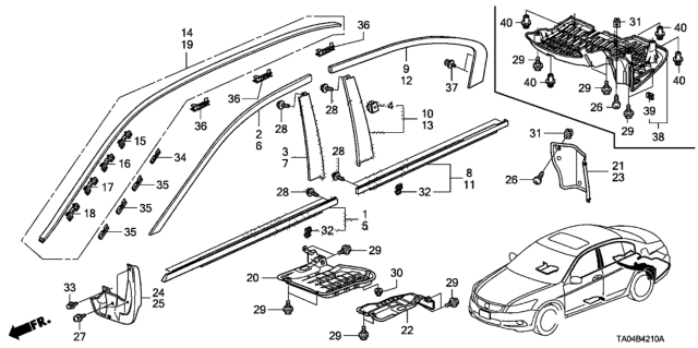 2025 Honda HR-V Garnish, L. RR. Door Center Pillar Diagram for 72970TA0A01