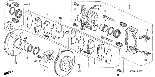 2004 Honda Civic Pad Set, Front Diagram for 45022S7A010