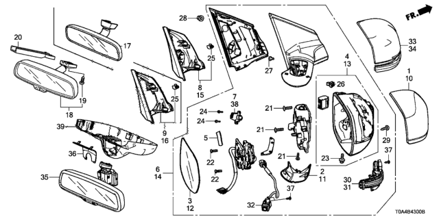 2015 Honda CR-V  Clip, Door Mirror Cover Diagram for 76217SHJ003