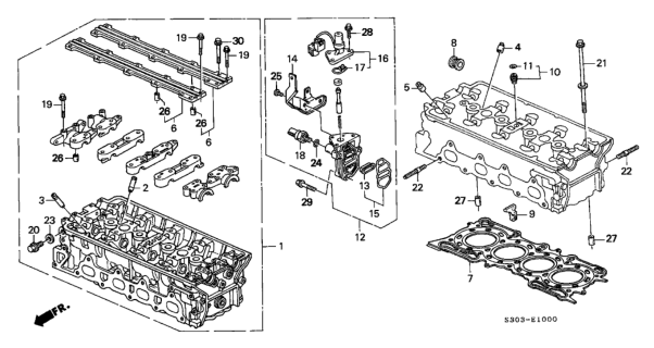 1998 Honda Prelude Gasket, Cylinder Head Diagram for 12251P5M004
