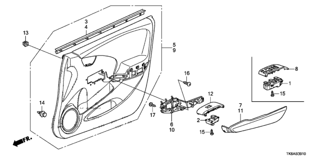 2013 Honda Fit Panel, FR. Power Window Switch*NH167L* (Master) (GRAPHITE BLACK) Diagram for 83543TF0G01ZA