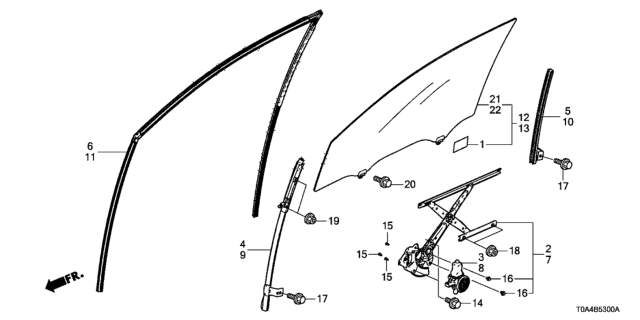 2013 Honda CR-V  Glass Assy, L FR Door Diagram for 73350T0GG00