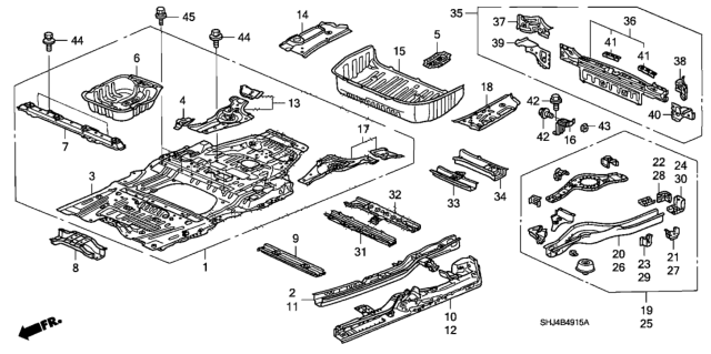2005 Honda Odyssey  Extension B, L. RR. Floor Diagram for 65567SHJA00ZZ