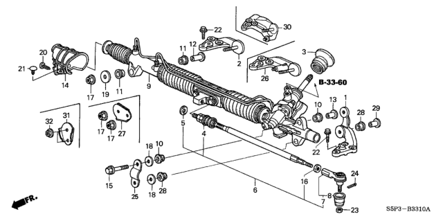 2002 Honda Civic Bolt, Gear Box Mounting Diagram for 90108S5A000