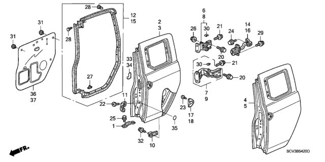 2006 Honda Element  Bolt, RR. Door Catcher (8X20) Diagram for 90104S84A00