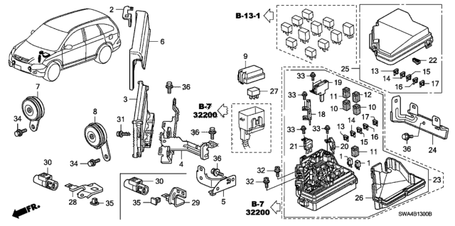 2007 Honda CR-V  Horn Assembly (Low) Diagram for 38100SWAA02