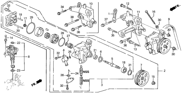1993 Honda Prelude  Seal, Power Steering Pump Diagram for 91249P02003