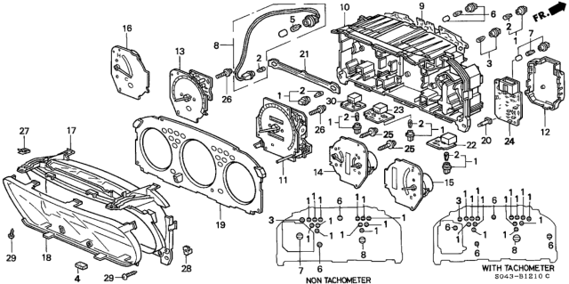 1996 Honda Civic  Tachometer Assembly Diagram for 78125S00A61