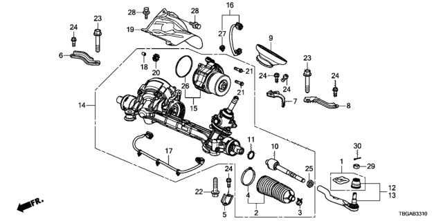 2020 Honda Civic Rack Assembly, Power Steering (Eps) (Service) Diagram for 53650TBHC50