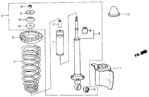 1984 Honda Civic Protector, RR. Shock Absorber Diagram for 42107SB2010