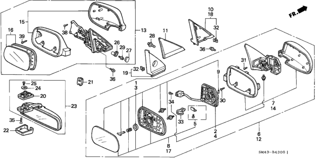 1993 Honda Accord  Mirror Assembly, Passenger Side Door (Geneva Green Pearl) (R.C.) Diagram for 76200SM4A41ZA