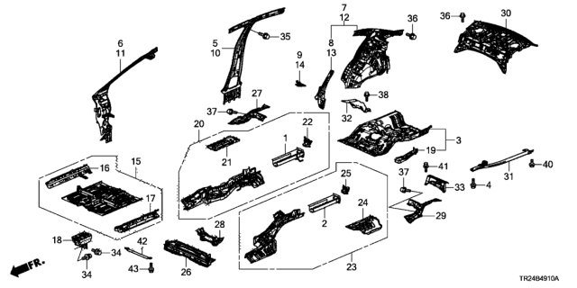 2014 Honda Civic  Gusset, RR. Floor Crossmember (Upper) Diagram for 74671TT1A50
