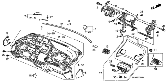 2007 Honda Civic  Holder, Connector (Yellow) Diagram for 91540SNA003