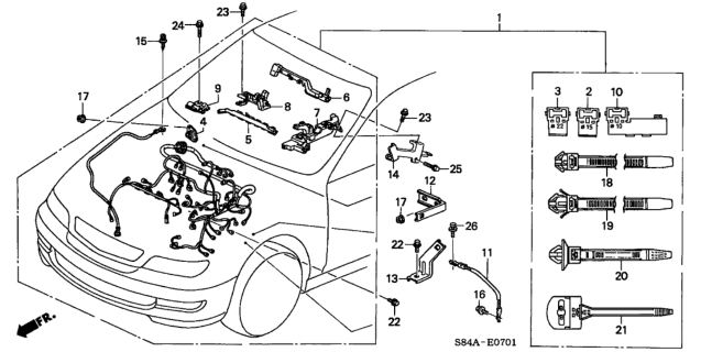 2002 Honda Accord  Wire Harness, Engine Diagram for 32110P8CA51