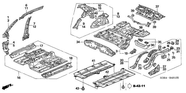 2005 Honda Accord Hybrid  Sill, R. FR. Inside Diagram for 65140SDRA00ZZ