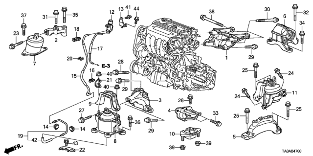 2012 Honda Accord  Clamp, Electronic Control Mount Solenoid Diagram for 50944TA0A01