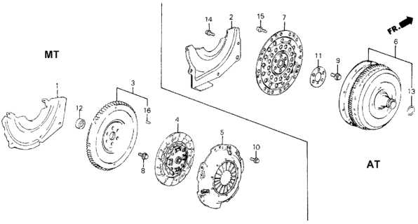 1988 Honda Civic Clutch Set Diagram for 22105PM5A01