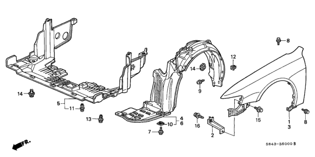 2001 Honda Accord Panel, Right Front Fender (Dot) Diagram for 60211S84A90ZZ
