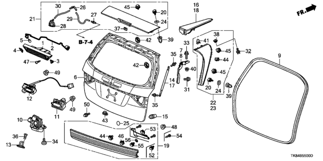 2011 Honda Odyssey  Switch Assy., Tailgate Opener Diagram for 74810TF0003