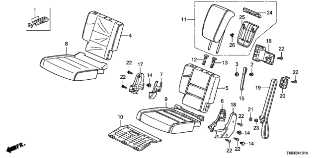 2015 Honda Odyssey Flap, R. RR. Cushion Trim Cover Pocket Diagram for 82139TK8A01