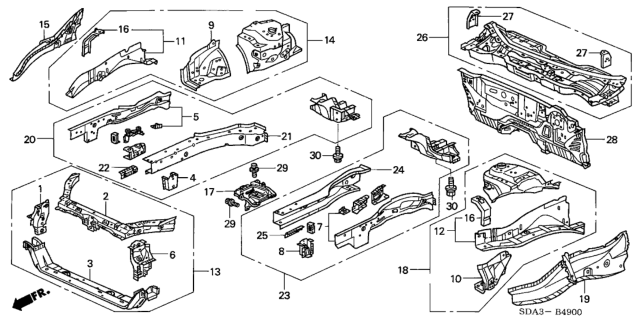 2006 Honda Accord Dashboard (Lower) Diagram for 61500SDAA00ZZ