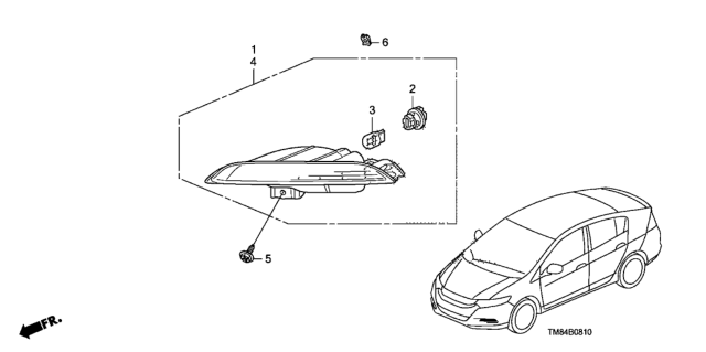 2011 Honda Insight  Light Assy., L. FR. Turn Diagram for 33350TM8003